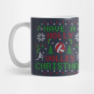 Funny Holly Volley Volleyball Ugly Christmas Sweater Design Mug